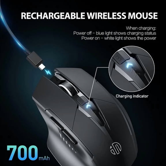 MYRAH- Inphic Rechargeable 2.4G Optical Wireless Mouse Cordless Mice Usb Nano Receiver