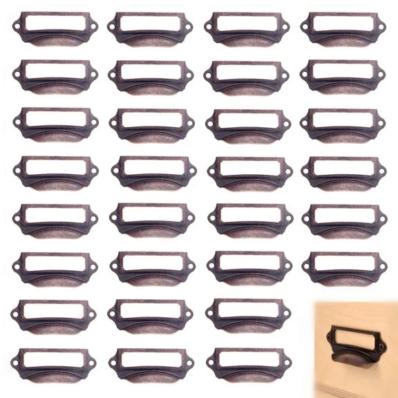 MYRAH- Office Library File Drawer Tag Frame Label Holder Pull Handle 30Pcs, Copper