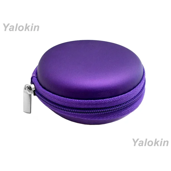 MYRAH- Purple Protective Eva Leather Hard Travel Carrying Case For Earphones Bluetooths