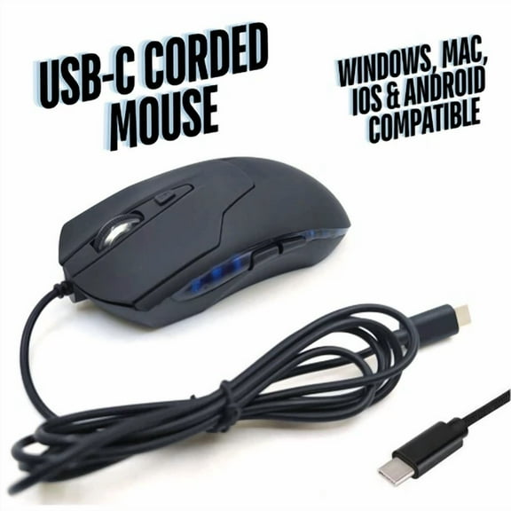 MYRAH- Wired Usb-C 6-Button Quiet Mouse, 4-Dpi Speeds, Ergonomic Led Backlight - Mac/Pc