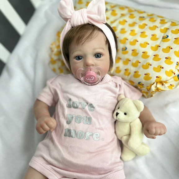 MYREBABY 17 Inch Realistic Reborn Baby Girl, Real Life Baby Dolls with Soft Weighted Body Wearing Pink Clothes , Real Baby Reborn Gift Set for Kids Age 3+