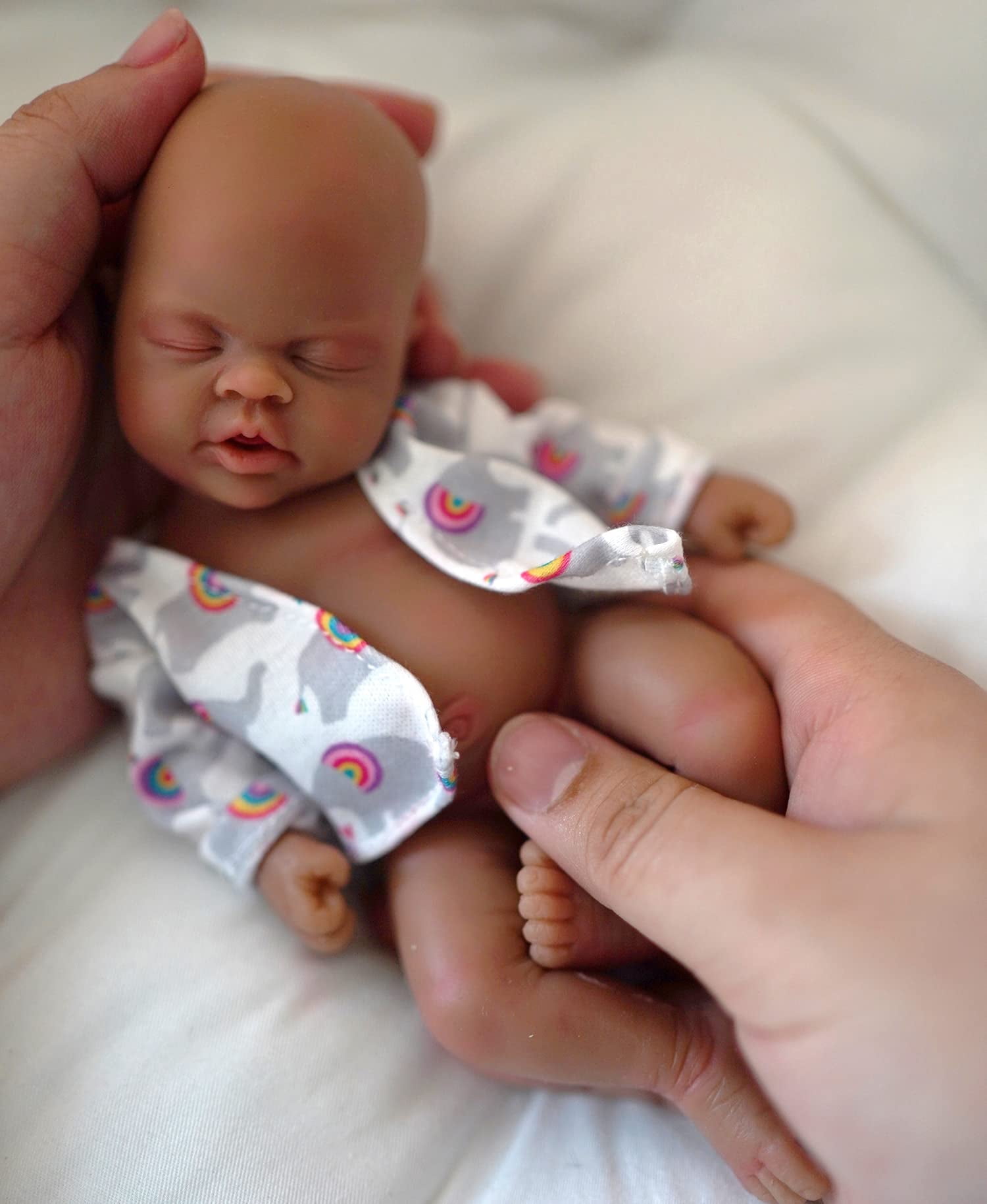 MYREBABY 7" Miniature Babies ,full Silicone Body Black African American Reborn Baby Doll Luna-Boy