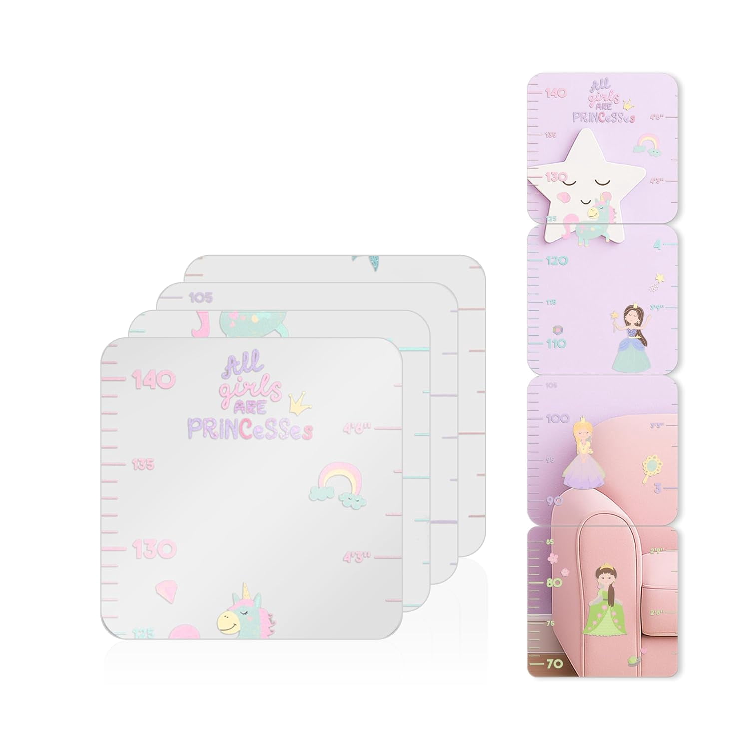 MYRO - Mirrored Height Chart for Children – Shatterproof Acrylic Growth ...