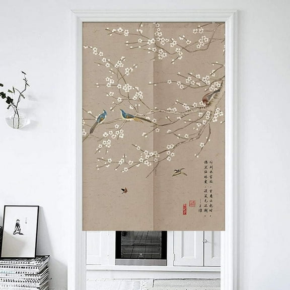 MYRU Japanese Curtain Noren Entrance Feng Shui Door Curtain (Flower, 33.5 Inches x 59 Inches)