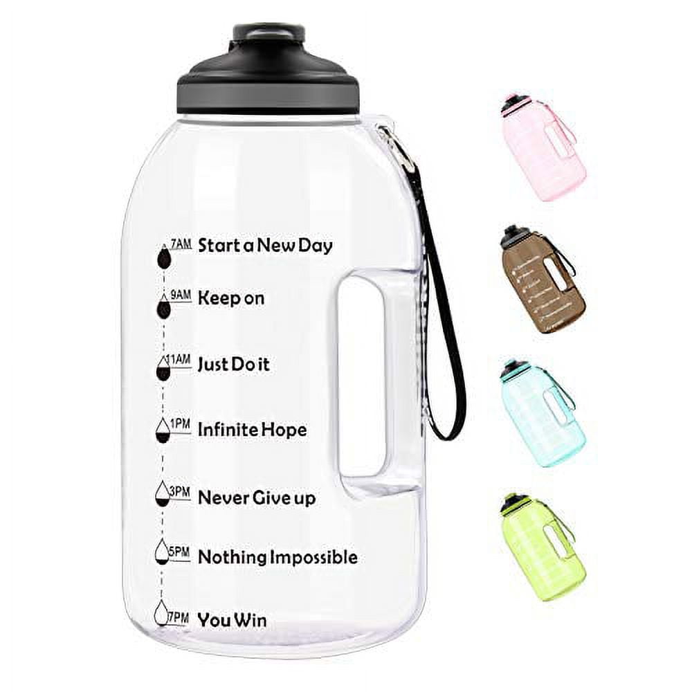 Bottled Joy 1 Gallon Water Bottle Drink Jug Motivational Time Slot Carry  Strap