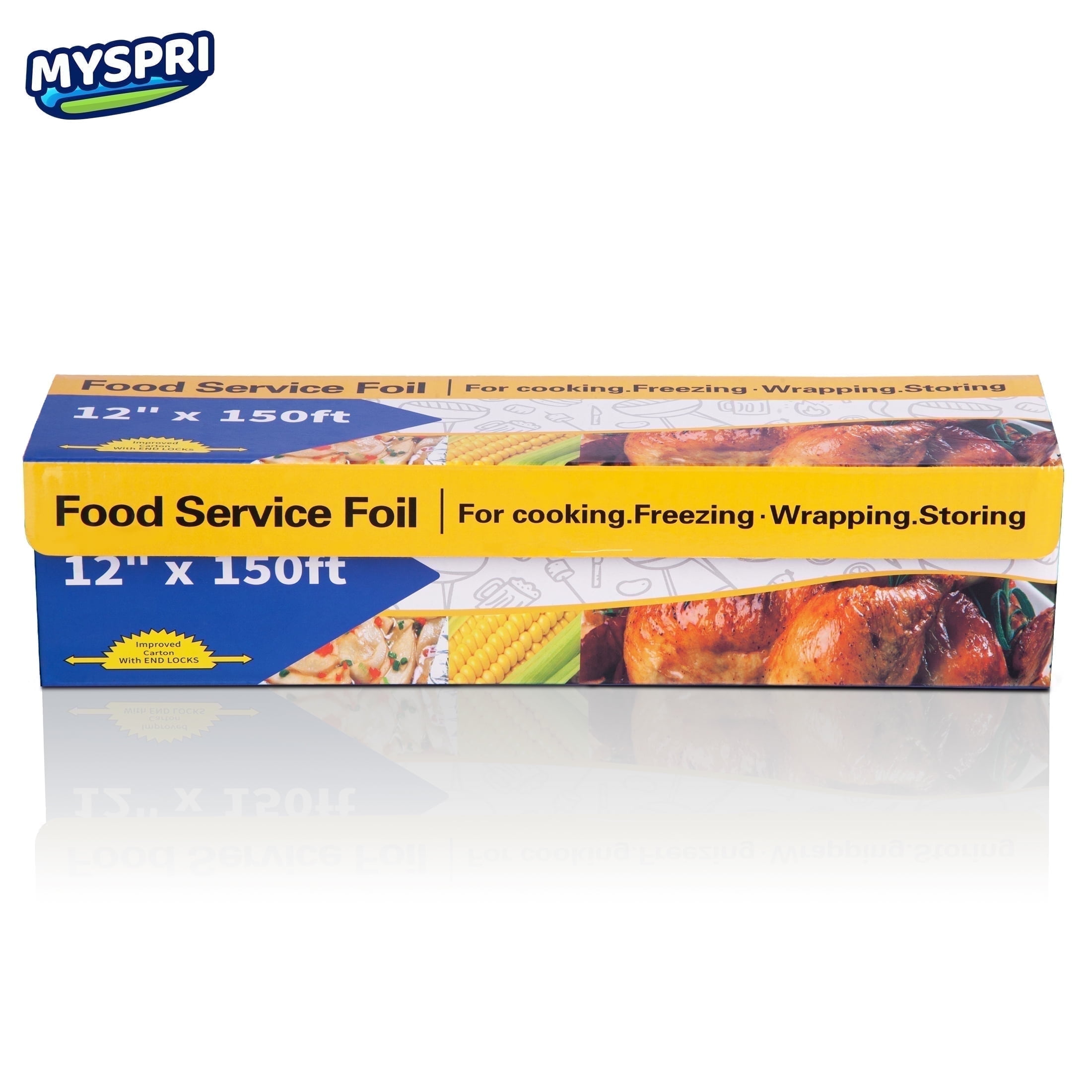 MYSPRI Heavy Duty Aluminum Foil with Serrated Cutter, 12in x 150SQ.ft