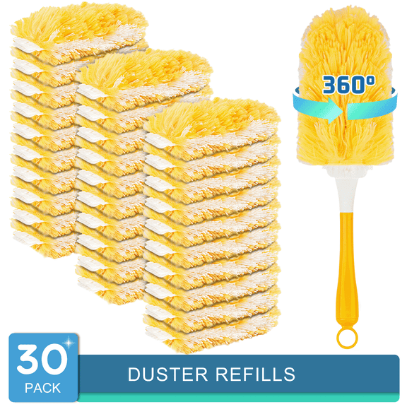 MYSPRI Heavy Duty Duster Refills for Swiffers Duster with Handle, 360° Disposable Feather Dusters for Cleaning Multisurface, 30 Count Unscented