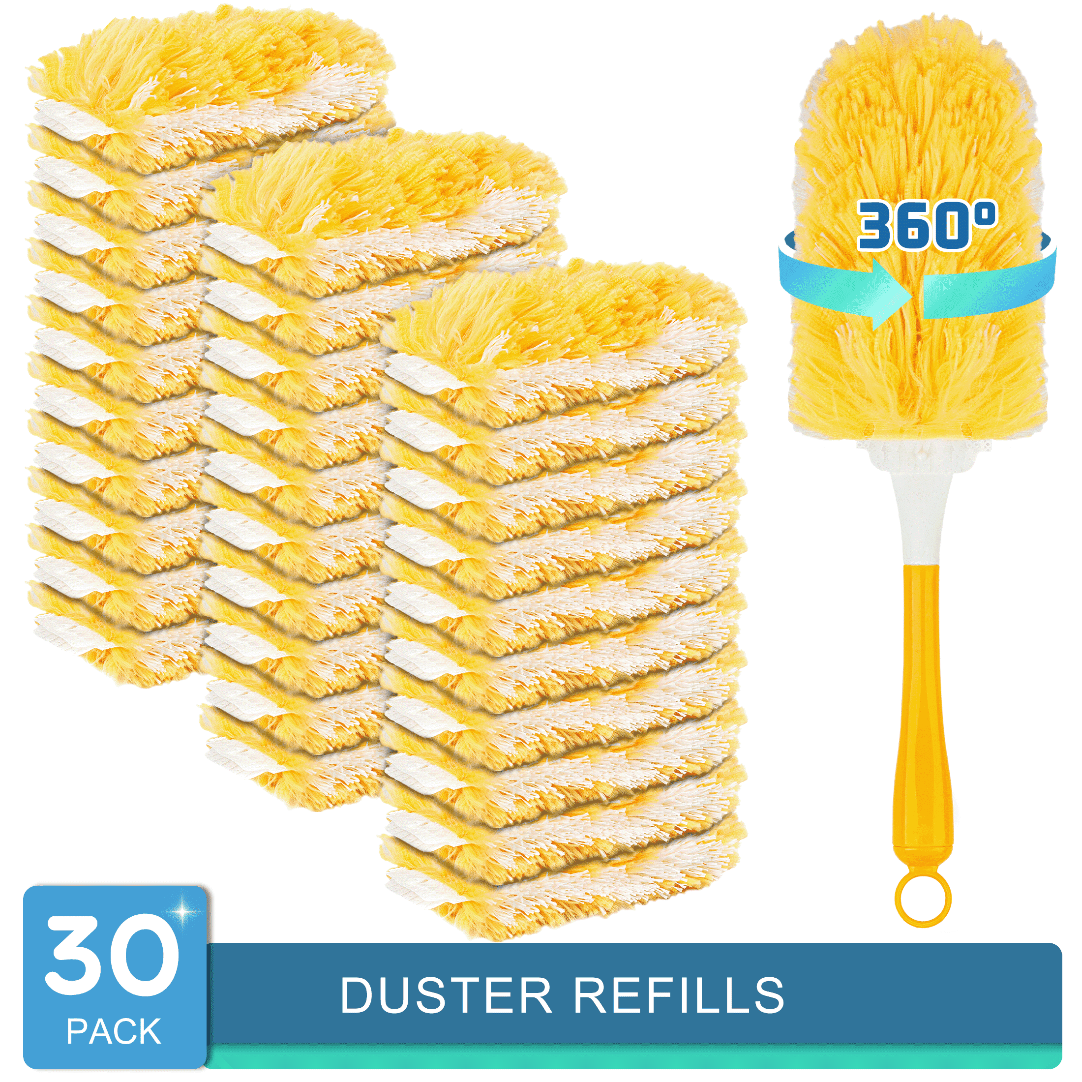 MYSPRI Heavy Duty Duster Refills for Swiffers Duster with Handle, 360 Disposable Feather Dusters for Cleaning Multisurface, 30 Count Unscented
