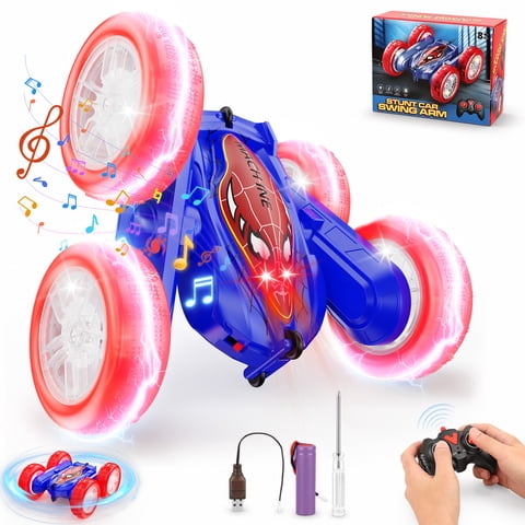 MYSPRI Remote Control Car Toys for Kids, 360 Flips Rotating RC Spider Car with LED Lights & Music, Christmas Birthday Gifts for Boys Girls Ages 3 4 5 6 7 8 9 10