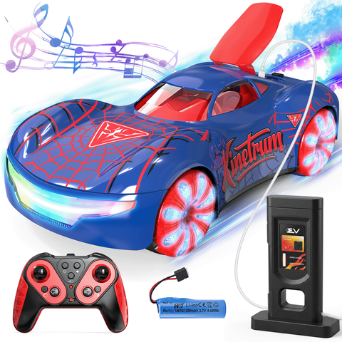 MYSPRI Spider RC Stunt Car for 8 Year Old Boys, 360 Rotation Remote Control Racing Vehicle with LED Lights, Music Spray, Christmas Birthday Gifts for Kids Girls Ages 9 10 11 12+