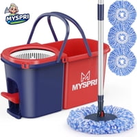 Spin Mop and Bucket System with Wringer Set