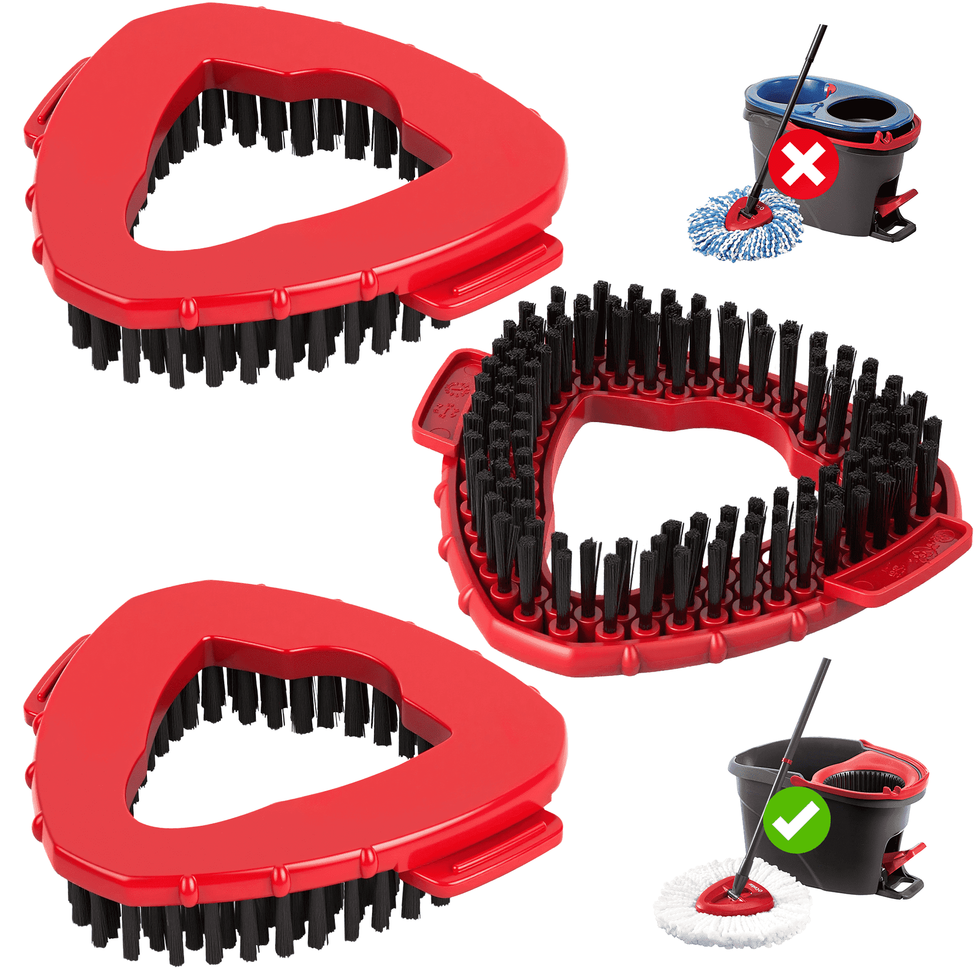 MYSPRI 3 Pack Scrub Brush Replacement Head for O-Cedar EasyWring 1-Tank System Spin Mops, Floor Cleaning Brush for Bathroom Kitchen