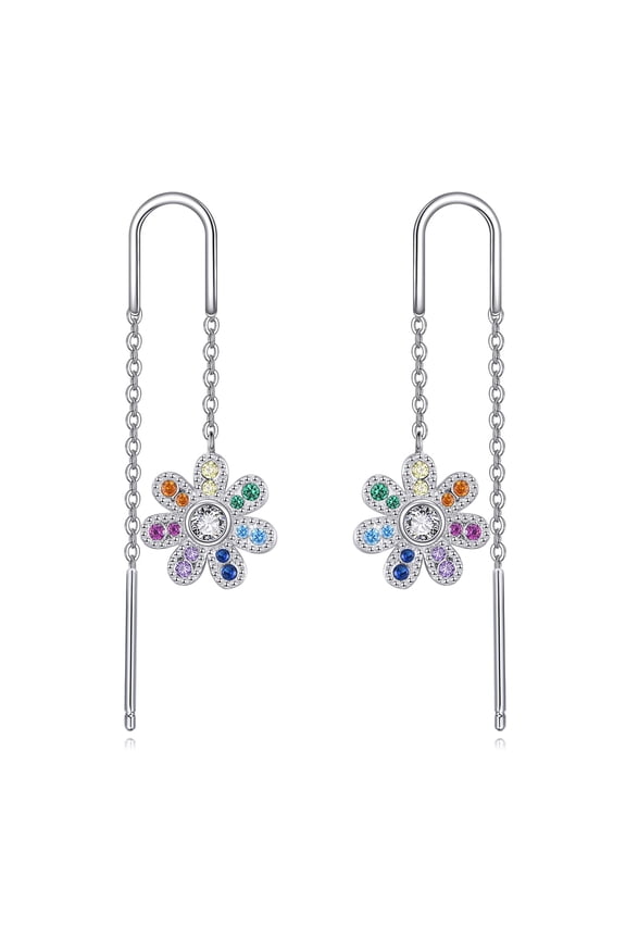 7 Chakras Flower Butterfly Earrings Sterling Silver 7 Chakras Earrings Jewelry Gifts for Women