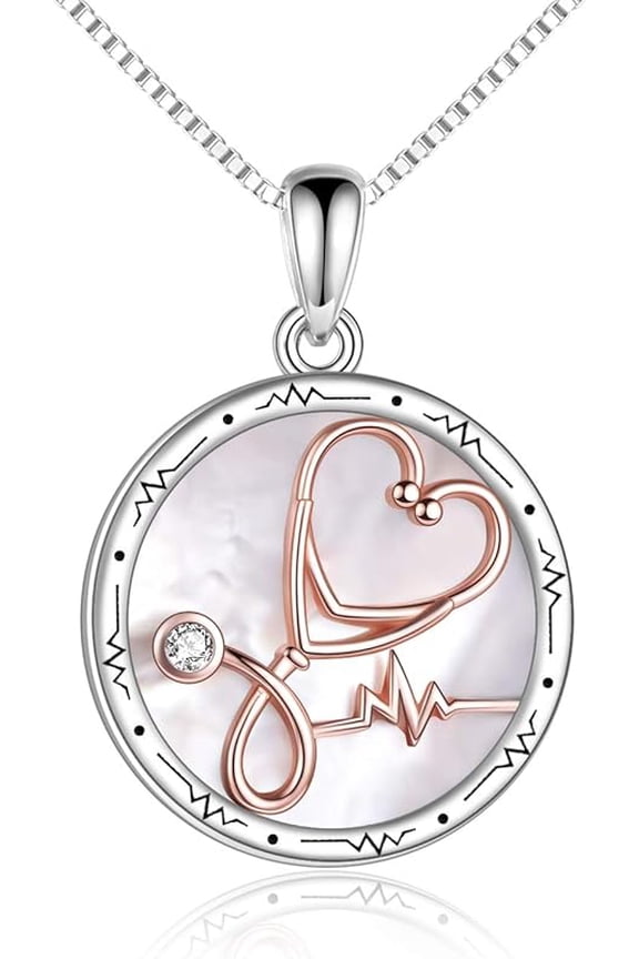 925 Sterling Silver Caduceus Angel Nursing Themed Pendant Necklace 18"