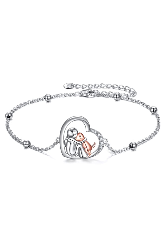 925 Sterling Silver Dog Bracelet Cute Animal Adjustable Bracelets Dog Lover Memorial Gifts for Women Dog Jewelry Gifts