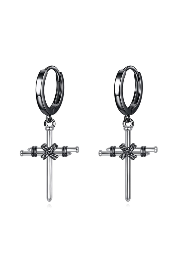 925 Sterling Silver Earrings Sword and Dagger Hoops Viking Hoop Earrings Jewelry Gifts for Women Men (Three Nails)
