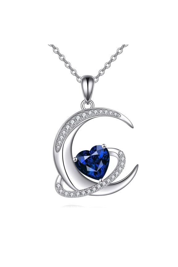 925 Sterling Silver Heart Necklace Moon Necklace Birthday Anniversary Jewelry for Women Wife Lovers