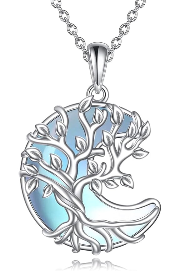 925 Sterling Silver Moonstone Necklace Filigree Teardrop Pendant Necklace Jewelry for Women