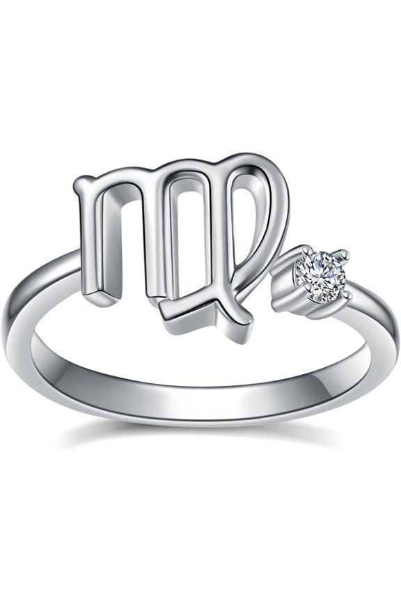 925 Sterling Silver Zodiac Sign Rings 12 Constellation Adjustable Ring Zodiac Jewelry Gift for Women