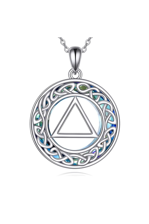 AA Necklace for Women Sterling Silver AA Recovery Crystal Necklace Sobriety Jewelry Gift for Celebrate Alcoholics Anonymous