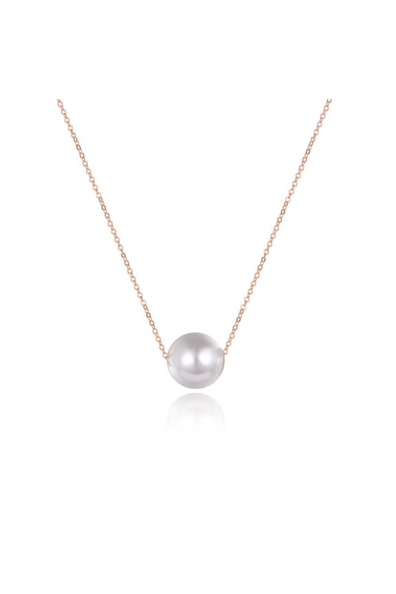 AAAA Single Pearl Choker Sterling Silver Necklace for Women 7-8mm Freshwater Cultured Pearls Wedding Bridesmaids Anniversary 14 16 18 inch (rose gold-single pearl necklace 16)