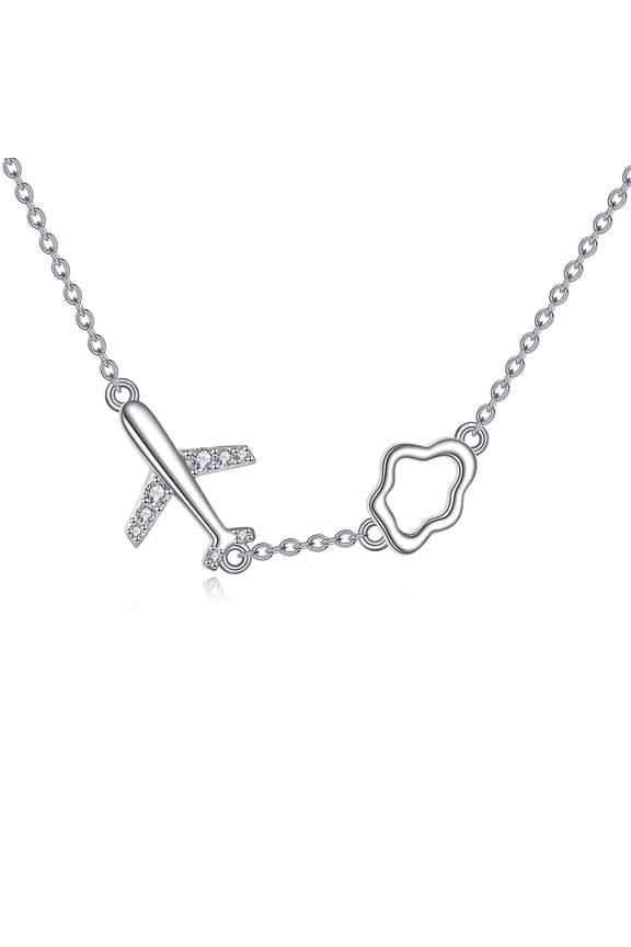 Airplane Necklace 925 Sterling Silver Cloud Airplane Pendant Necklace Jewelry Gift for Women Men