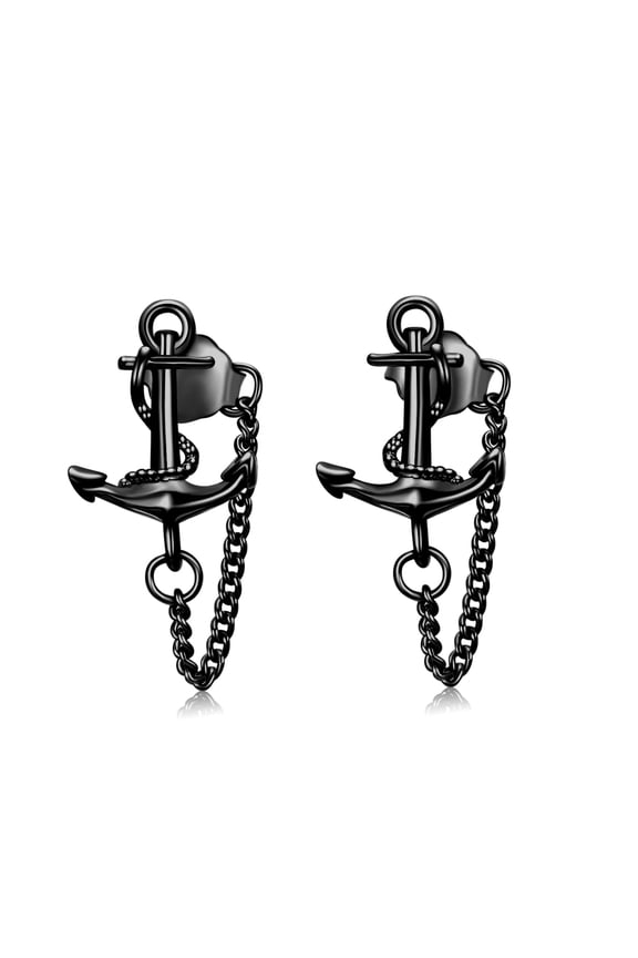 Anchor Earrings for Women Sterling Silver Black Anchor Stud Earrings Nautical Jewelry Navy Graduation Gifts for Graduate Curise Travel