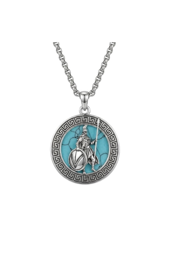Ares Necklace Turquoise Pendant Religious Protector Pendant Greek God Jewelry Gifts for Women Men 24 in Chain