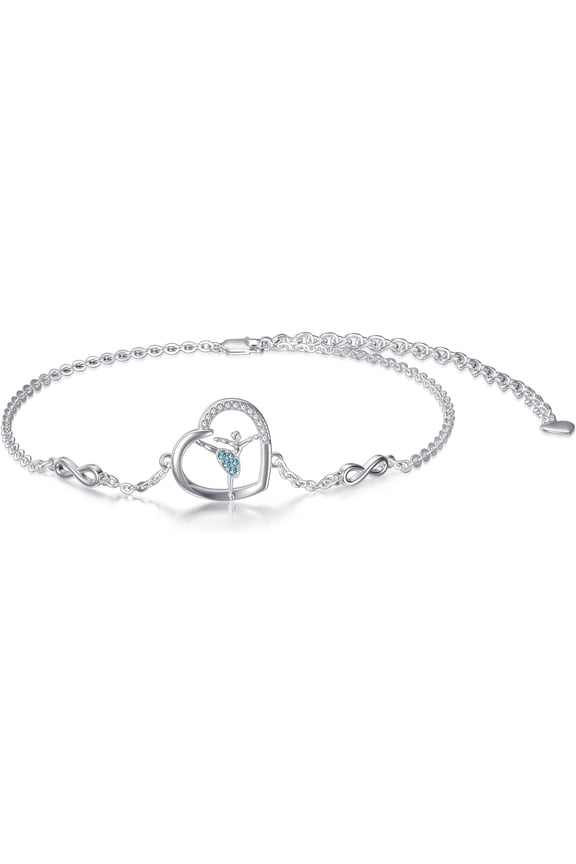 Ballerina Bracelet 925 Sterling Silver Ballet Dancer Jewelry with Crystals from Austria, Christmas Ballet Themed Dancer Gifts for Women