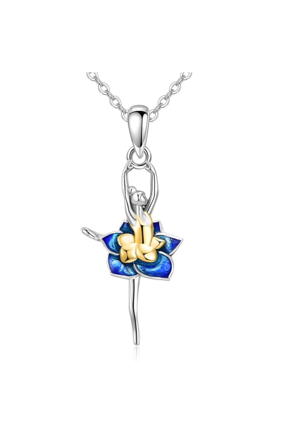 Ballerina Necklace 925 Sterling Silver Ballet Dancer Pendant Necklace Jewelry Inspirational Gifts for Women Dance Lover Gymnast