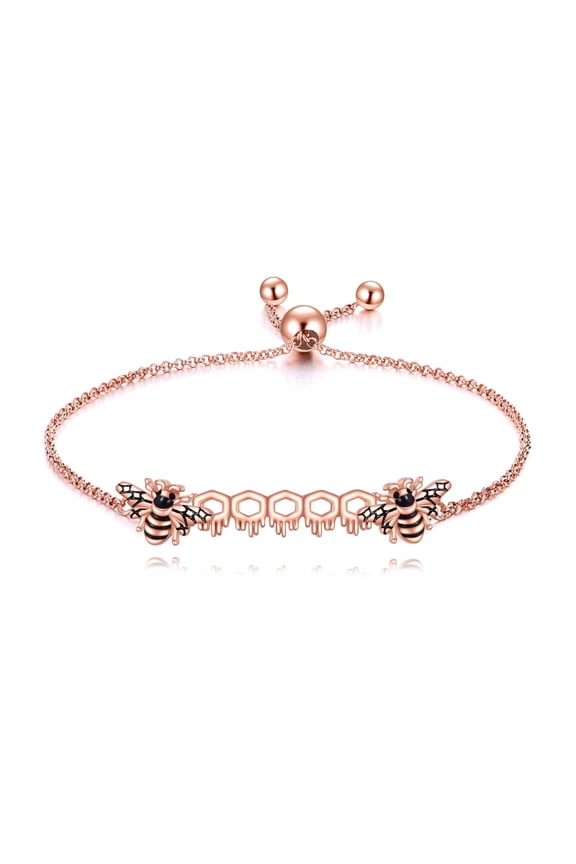 Bee Bracelet Bee Bracelet for women 925 Sterling Silver Plated with 14K Rose Gold Bracelet for Women