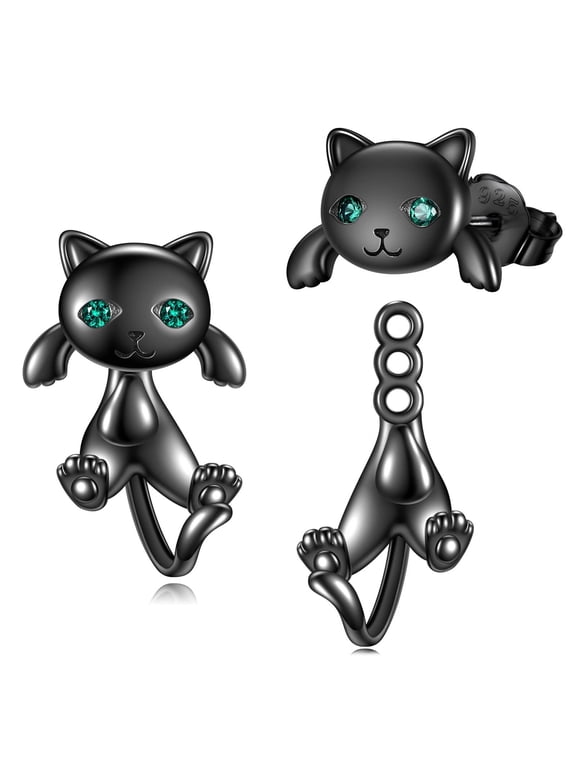 Black Cat Earrings for Women Black Cat Jewelry Studs Fun Cute Animal Earrings Gifts Birthday