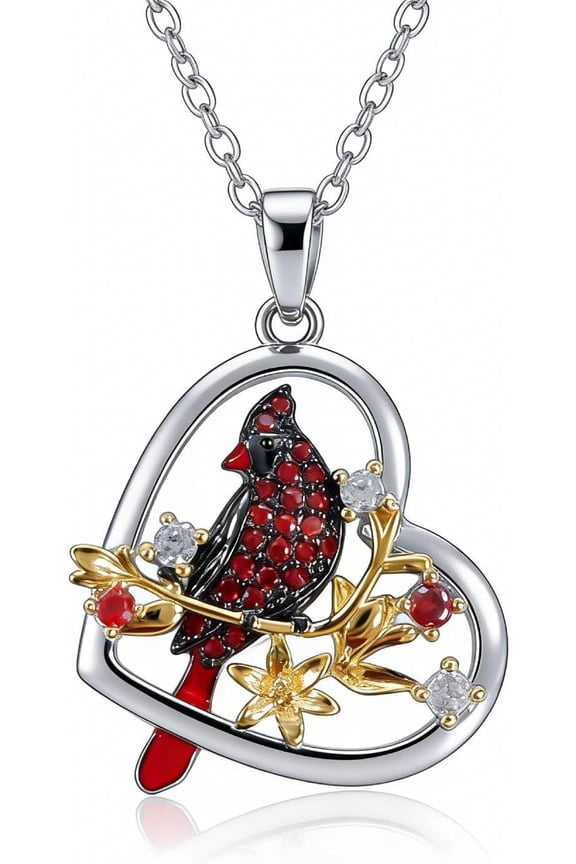 Cardinal Necklace Red Cardinal Pendant Necklace Bird Jewelry Bird Lover Gift for Women Mom