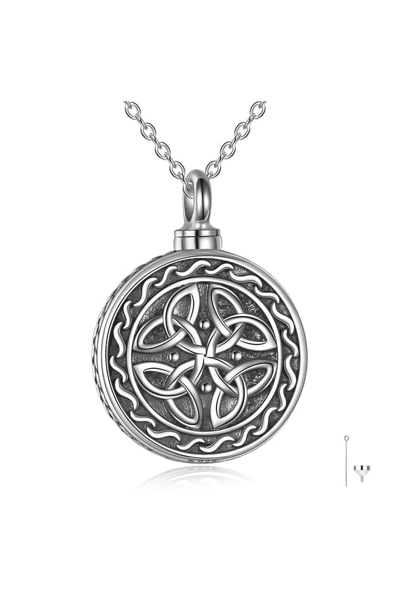 Celtic Knot Necklace Sterling Silver Cremation Jewelry for Ashes Urn Irish Keepsake Jewelry for Women (Celtic)