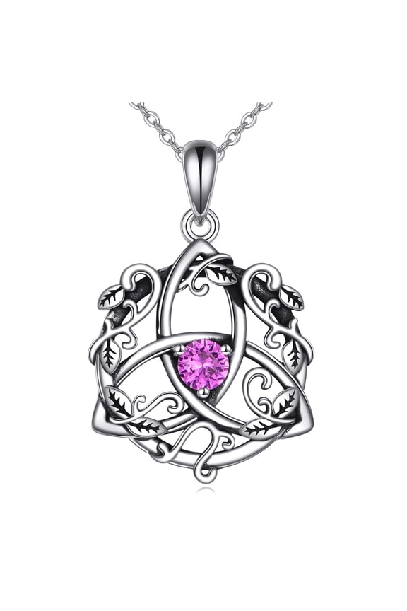 Celtic Knot Necklaces for Women 925 Sterling Silver Purple Viking Necklace Antique Leaf Necklace Celtic Jewelry