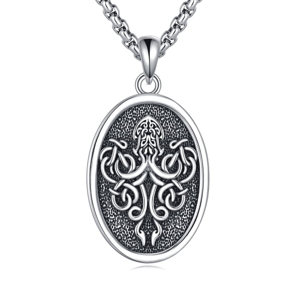 MYSTICPOEM Celtic Octopus Necklace 925 Sterling Silver Viking Nordic Celtic Knot Pendant Octopus Jewelry Gift for Women Men