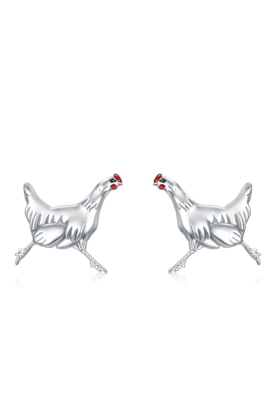 Chicken Earrings Sterling Silver Rooster Stud Earrings Cute Animal Stud Earrings Chicken Jewelry Gifts for Women Country