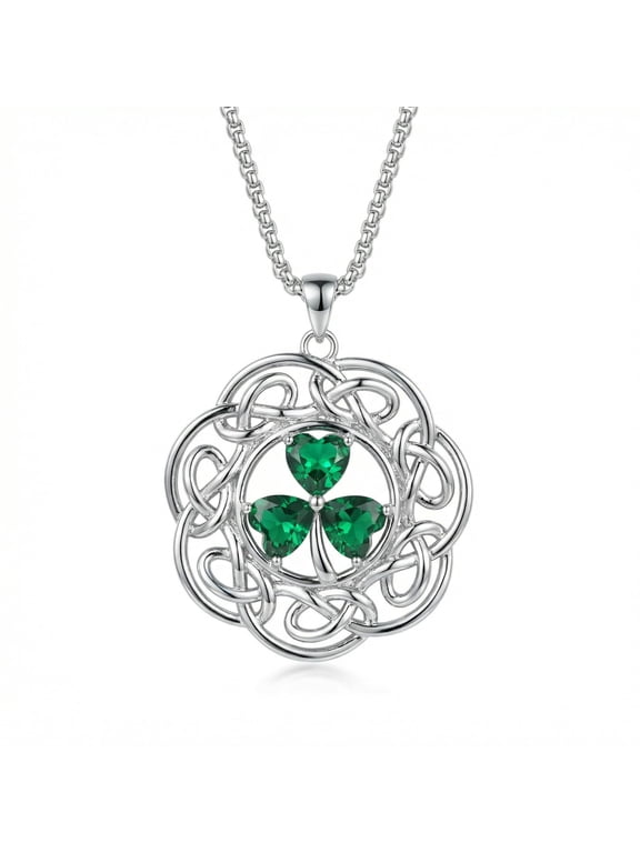 Clover Necklace Celtic Shamrock Pendant Necklaces Irish Lucky Jewelry St Patricks Day Gifts for Women