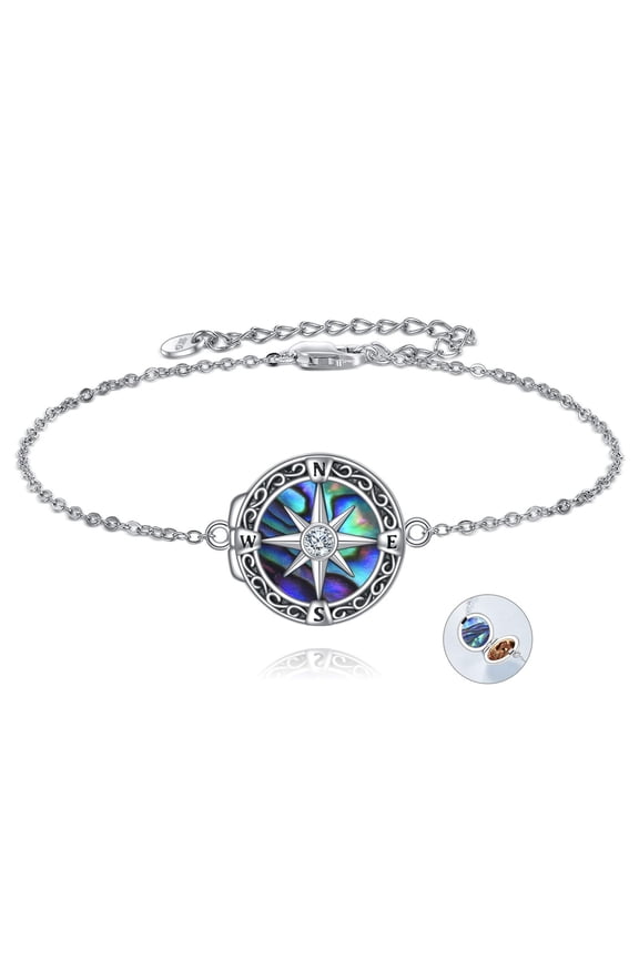 Compass Locket Bracelets with Picture Inside Sterling Silver Pictures Photo Keep Someone Near to You Celtic Knot Compass Necklace Graduation Jewelry for Women