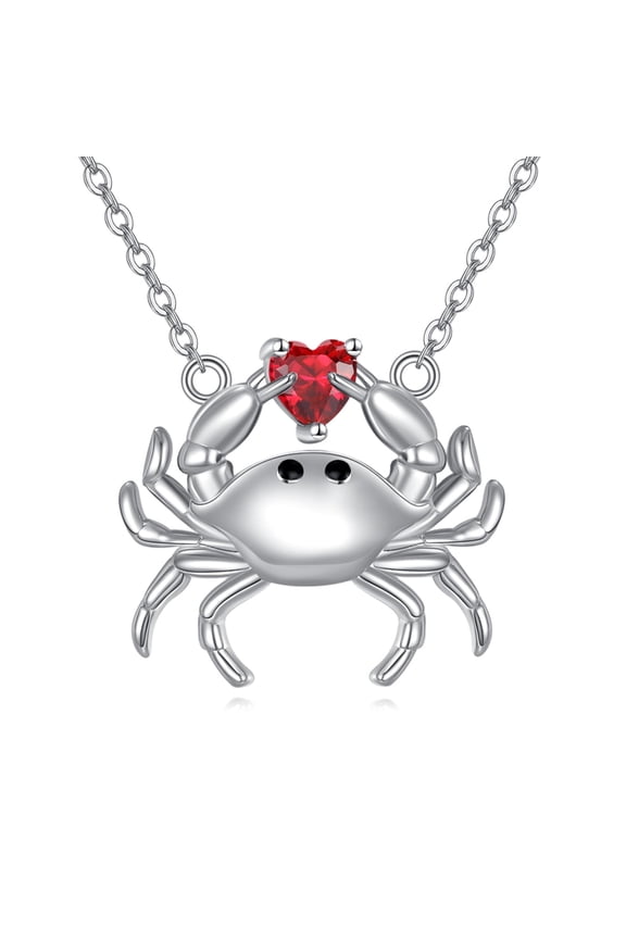 Crab Necklace 925 Sterling Silver Crab Necklace Ocean Jewelry Anniversary Fine Jewelry Gifts for Women (January birthstone)