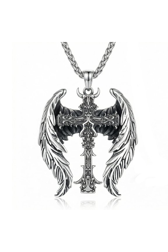 Cross Angle Wings Necklace For Men Women Sterling Silver Wings Cross Necklace Gifts For Women