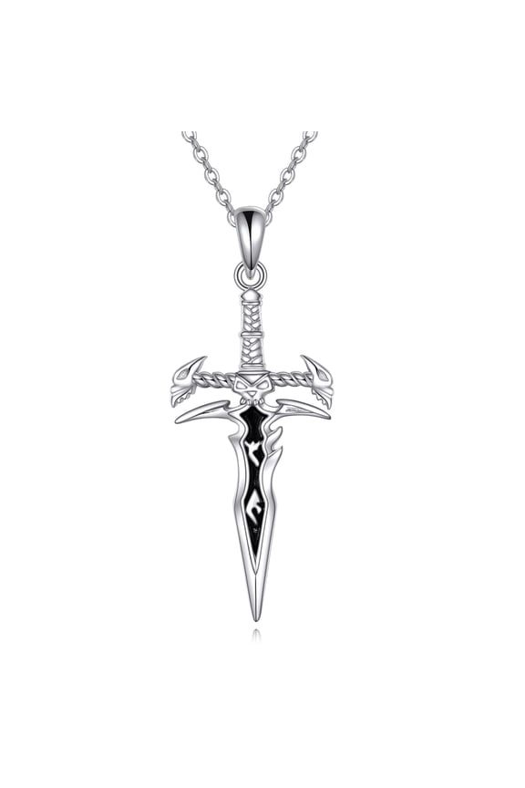 Dagger Necklace 925 Sterling Silver Sword Pendant Necklace Gothic Punk Jewelry Gift for Women Men