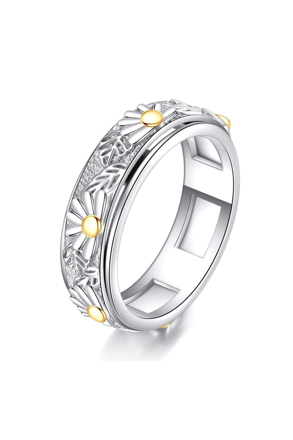 Daisy Anxiety Spinner Rings Rotatable Mood Rings 925 Sterling Silver Anxiety Stress Reliving Jewelry for Men Women Birthday Mothers Day Gifts for Women (6)