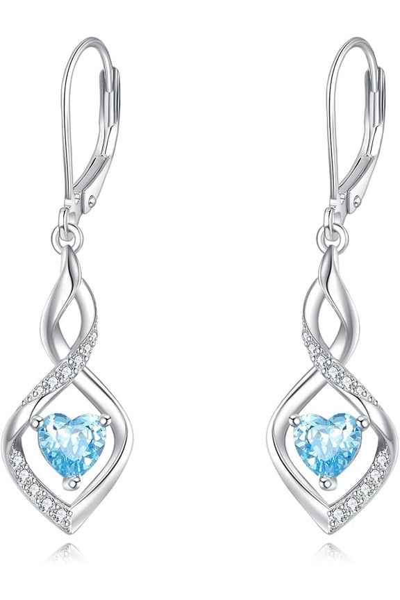 Dangle Drop Earrings 925 Sterling Silver Dainty Infinity Gemstone Birthstone Jewelry Birthday Gifts for Her Women