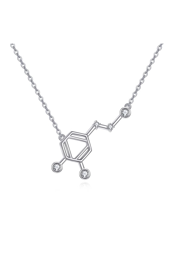 Dopamine Molecule Necklace 925 Sterling Silver Chemical Molecule Necklace Chemistry Gifts for Women