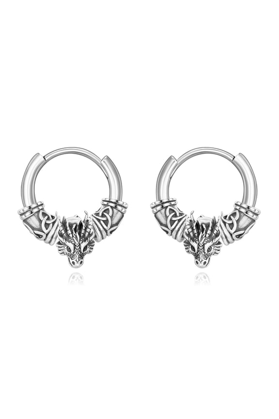Dragon 925 Sterling Silver Hoop Earrings Viking Pirate Earrings Jewelry Gift for Women Men Birthday Christmas