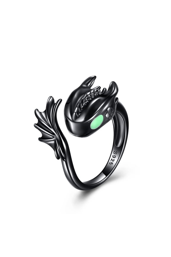 Dragon Ring 925 Sterling Silver for Women Black White Dragon Jewelry Gifts (black 8)