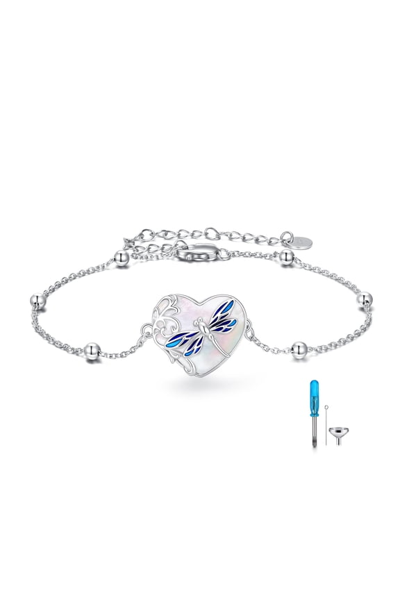 Dragonfly Urn Bracelet for Ashes 925 Sterling Silver Cremation Bracelet Holds Loved One's Ashes for Women Memorial Keepsake Beangle Embellished with Crystals from Austria