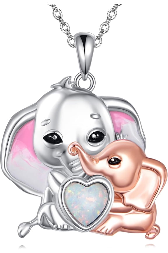 Elephant Necklace Elephant Gifts S925 Sterling Silver Opal for Women Teen Mom Daughter Granddaughter