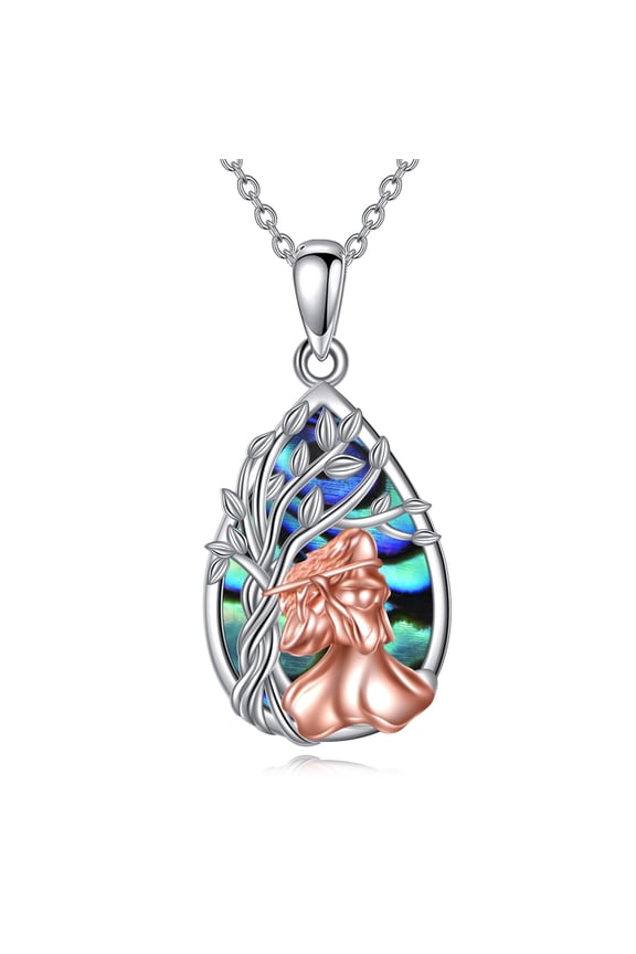 Flute Necklace Sterling Silver Flute Necklace Abalone Shell Pendant Necklace for Music Lovers
